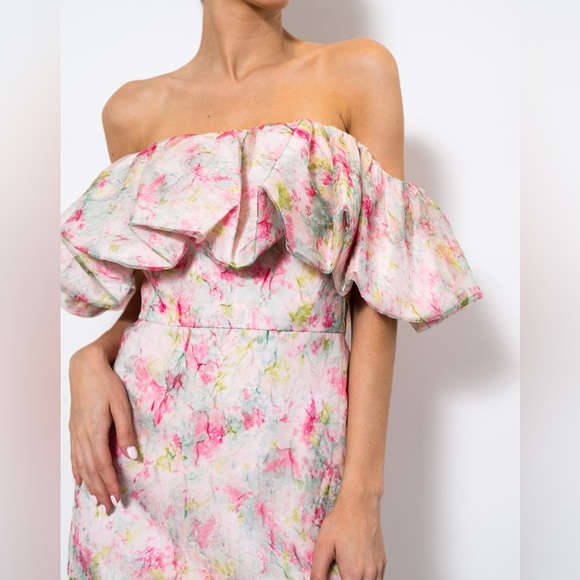 ML Monique Lhuillier Off The Shoulder Short Dress - Picture 2 of 5